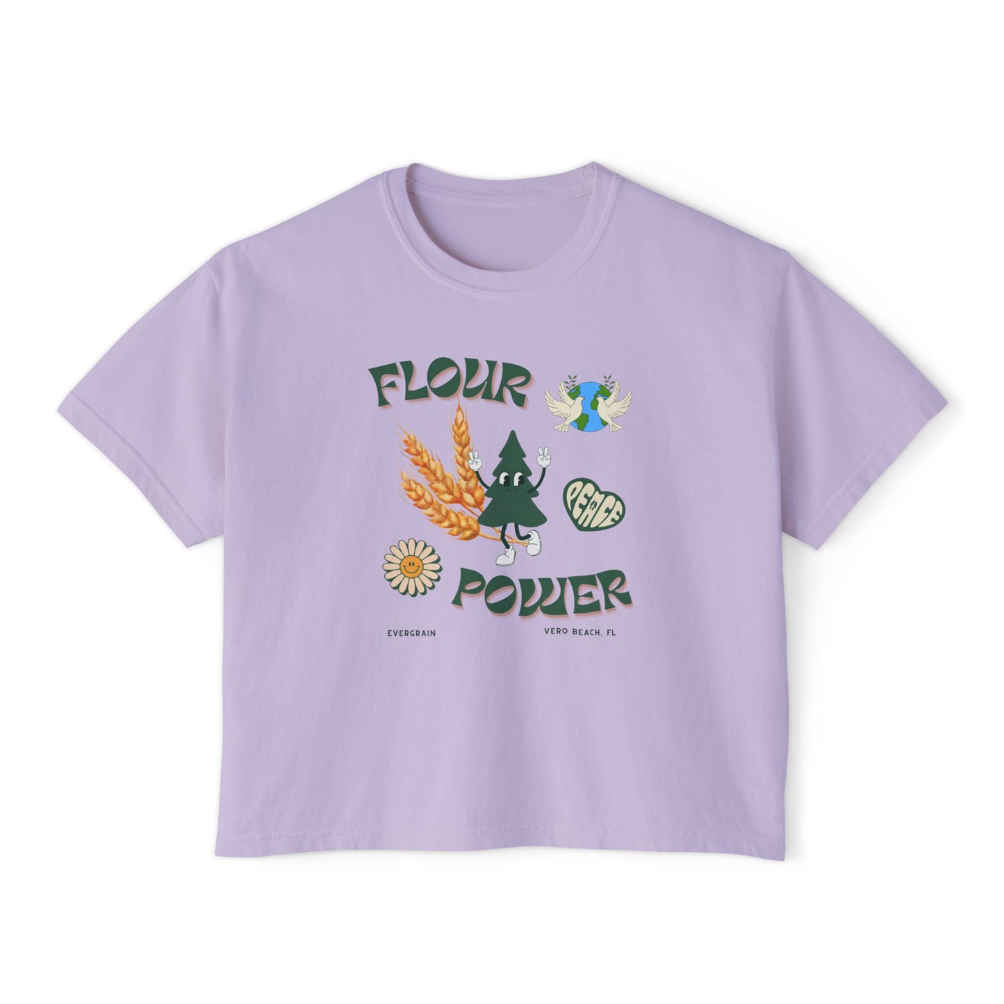 Flour Power, Women's Boxy Tee Comfort Colors, 100% Cotton