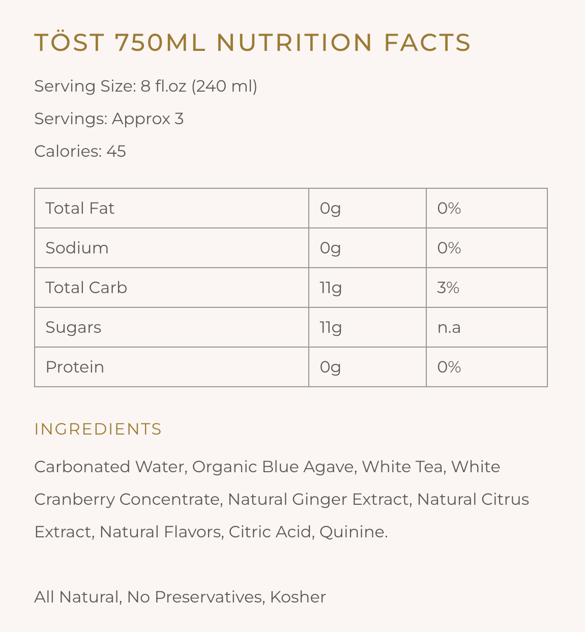 TÖST - Sparkling White Tea, Cranberry & Ginger
