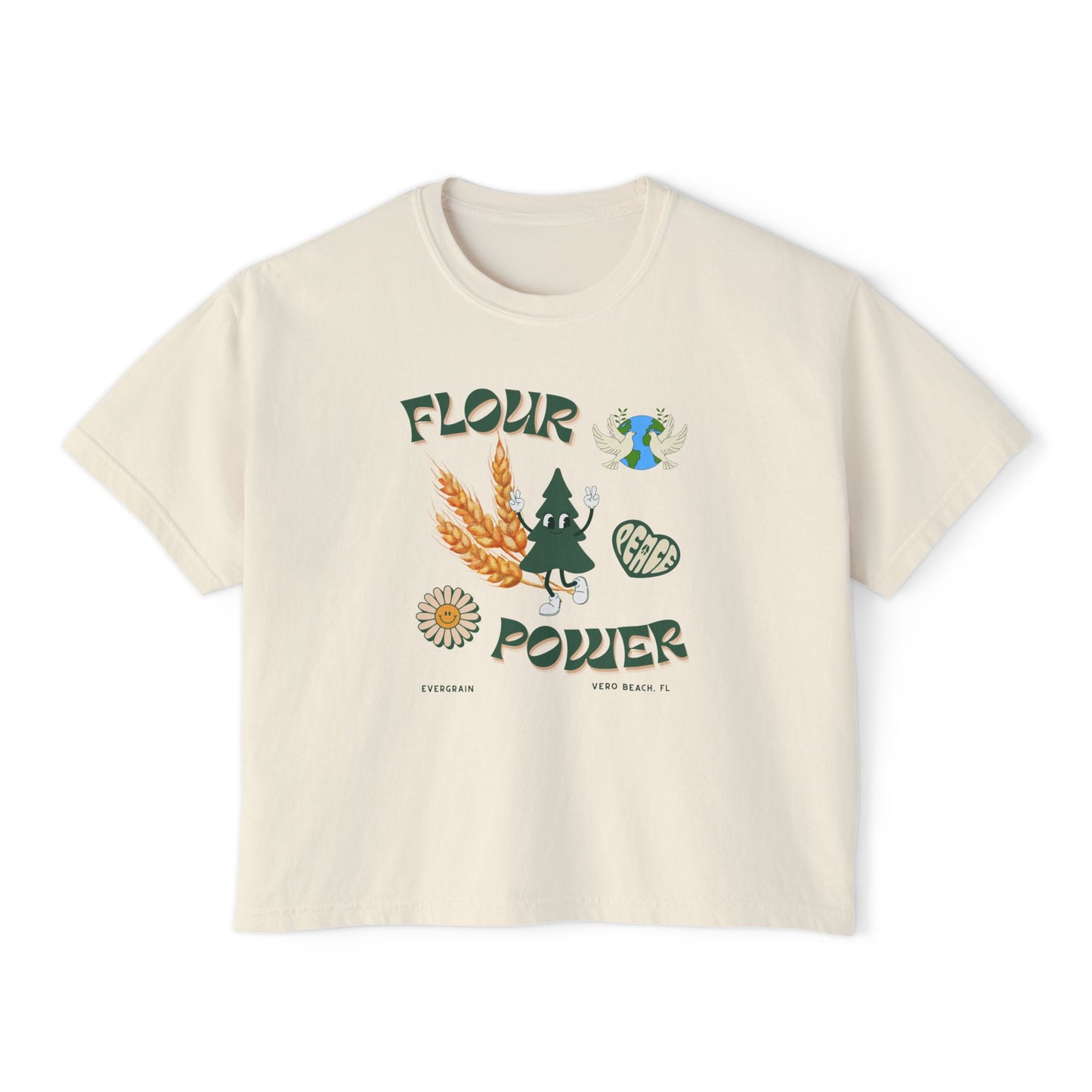 Flour Power, Women's Boxy Tee Comfort Colors, 100% Cotton