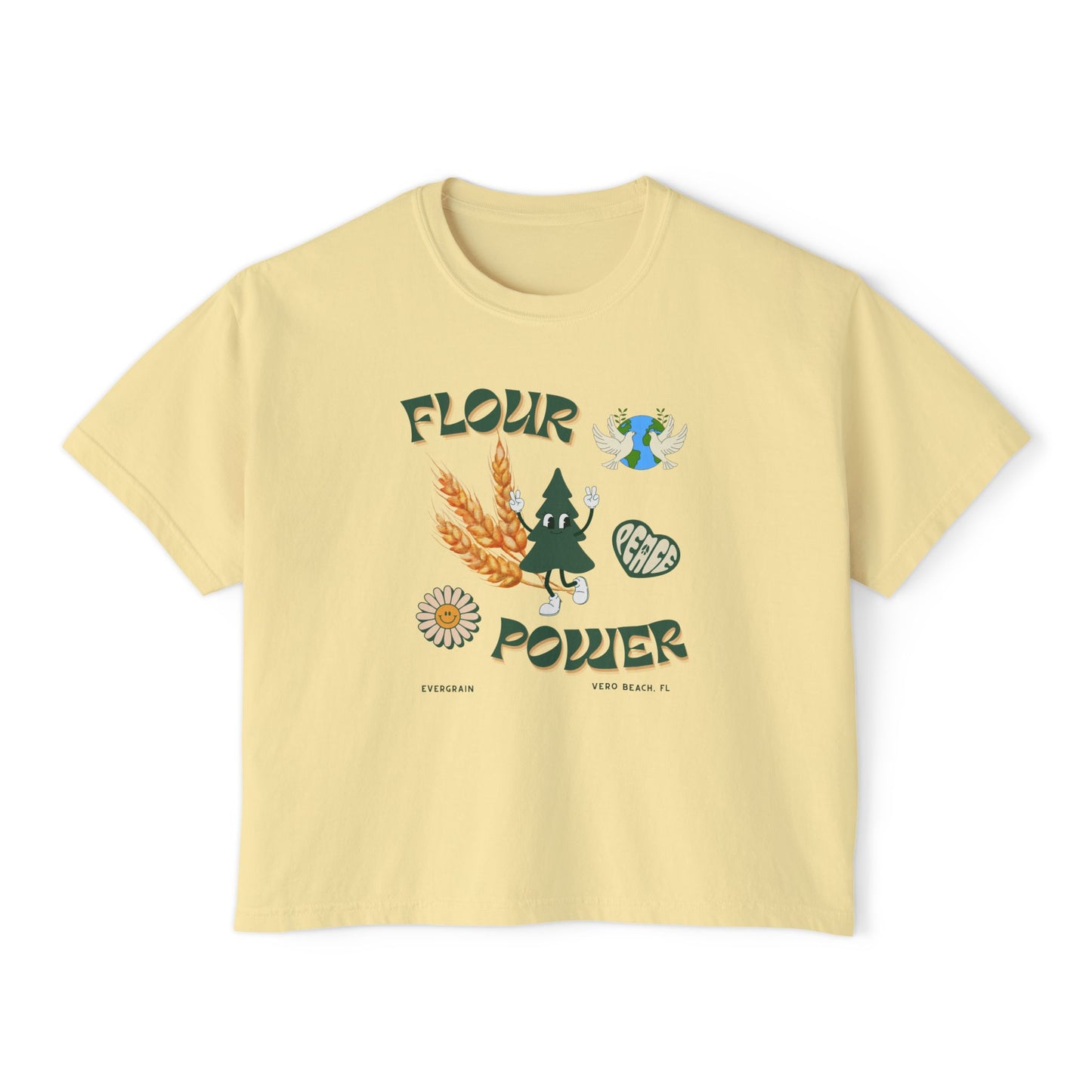 Flour Power, Women's Boxy Tee Comfort Colors, 100% Cotton
