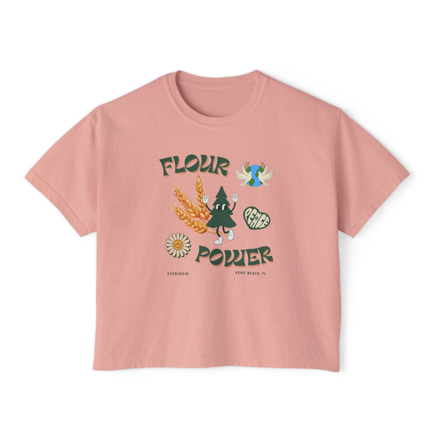 Flour Power, Women's Boxy Tee Comfort Colors, 100% Cotton