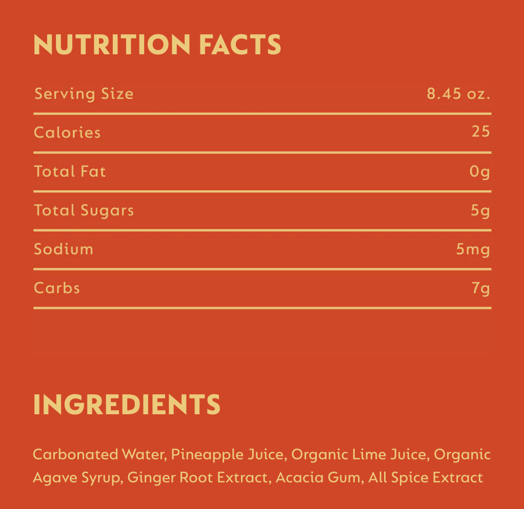 avec ginger nutrition facts ingredients