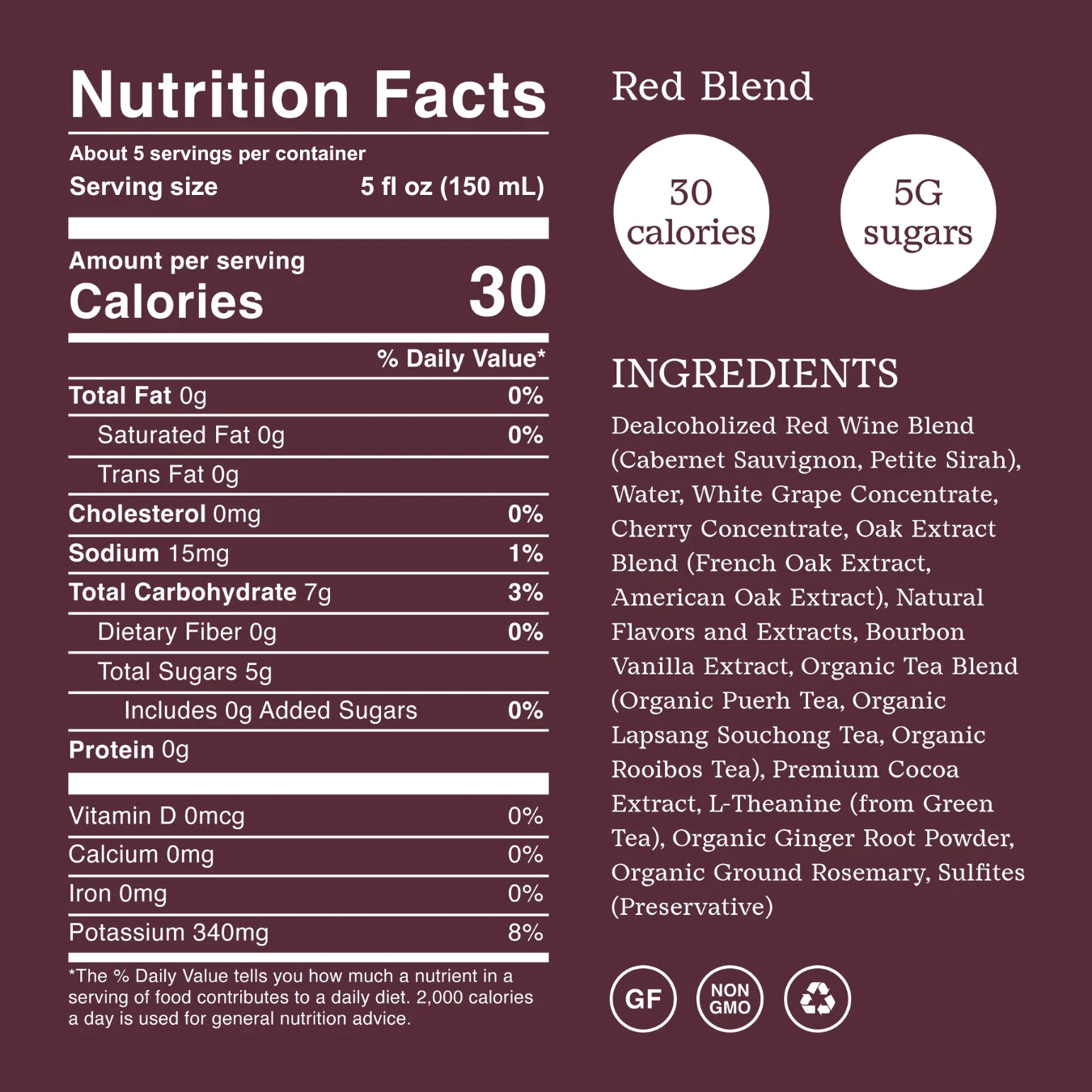 surely non alcoholic red wine nutrition facts and ingredients