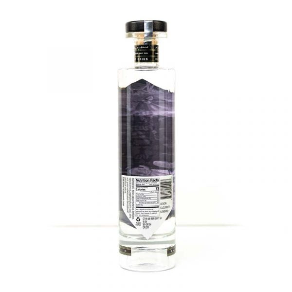 Amethyst Spirits Lemon Cucumber Serrano Back of Bottle with nutrition label for mocktails, non alcoholic beverages, and the sober curious.